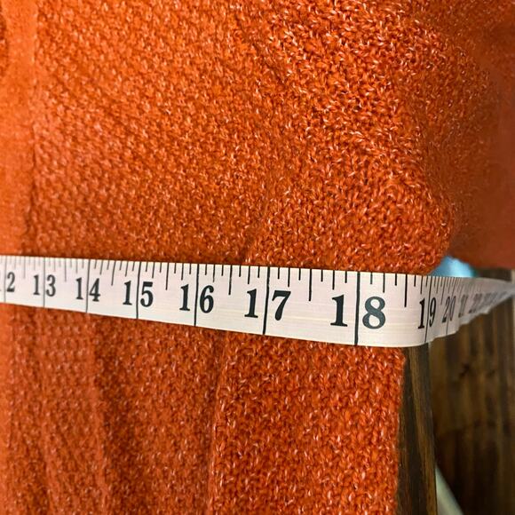 Allison Joy Orange Red Waffle Long Open Front Cardigan Size XS Evereve - Picture 5 of 8